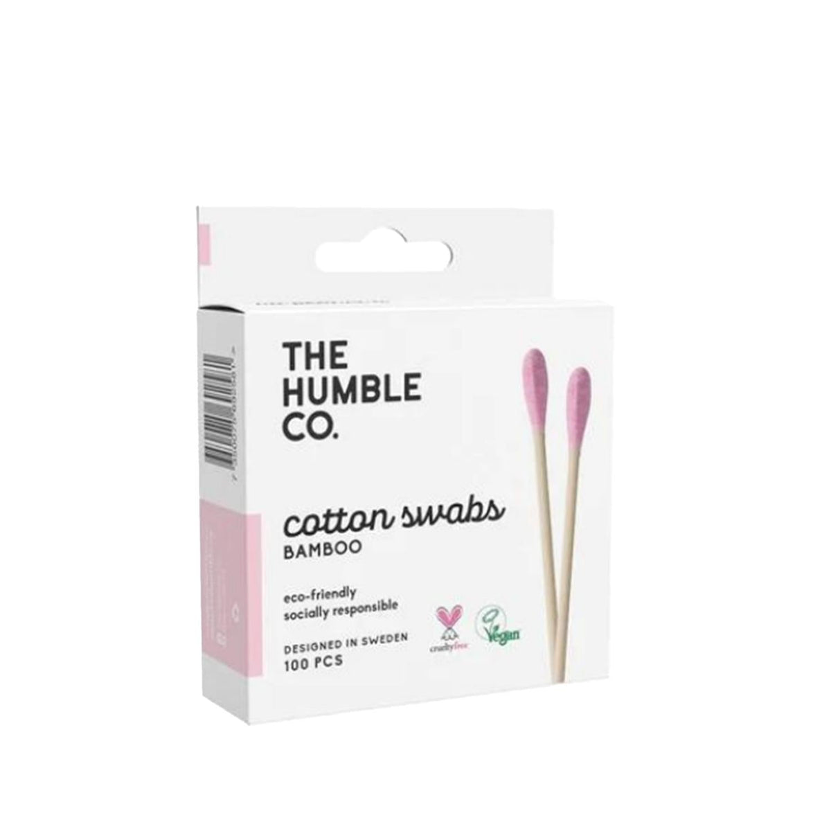 The Humble Co Cotton Swabs - 100 Count Pink, Gentle Ear Cleaning for Sensitive Ears