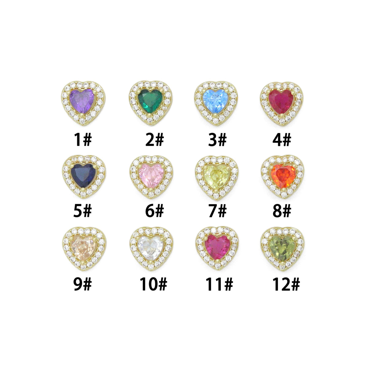 CZ Gold Heart Shaple Birthstone Pendant charm, Sku#LX919