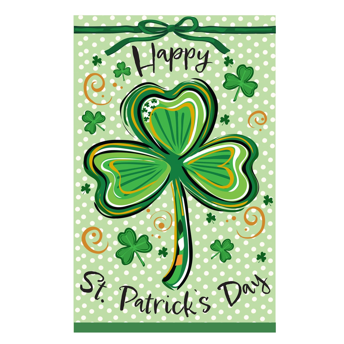 Happy St. Patrick's Day Shamrock Applique Flag