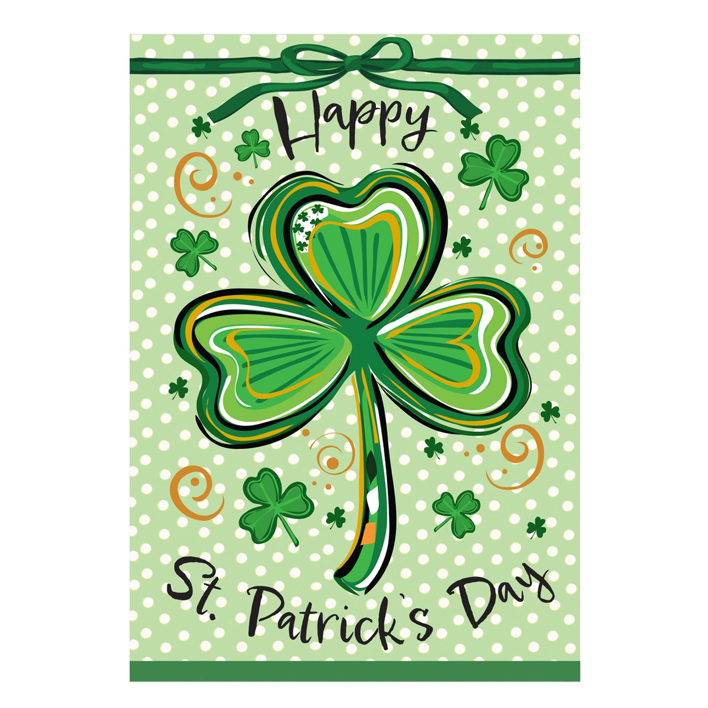 Happy St. Patrick's Day Shamrock Applique Flag