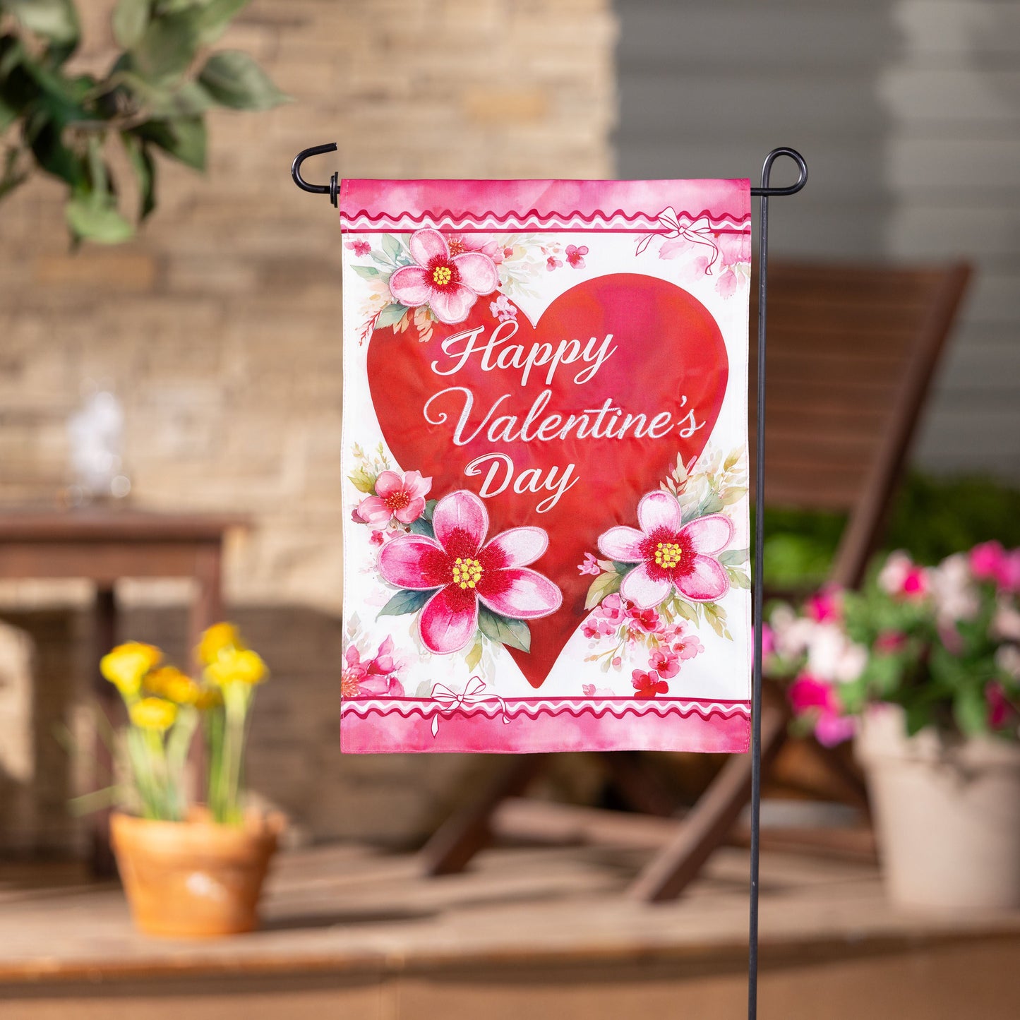 Happy Valentine’s Day Heart Applique Garden Flag