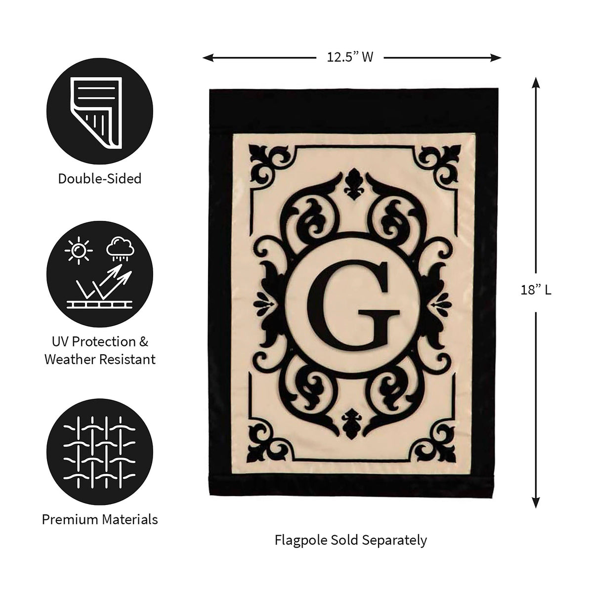 Cambridge Monogram Garden Applique Flag, Letter G