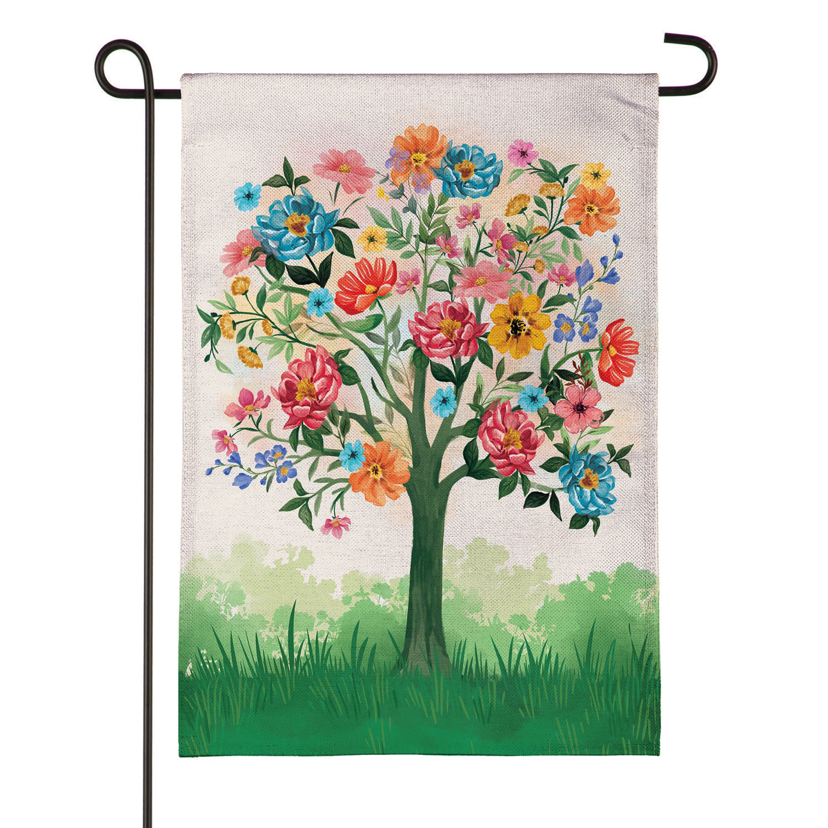 Blooming Tree of Life Burlap Garden Flag
