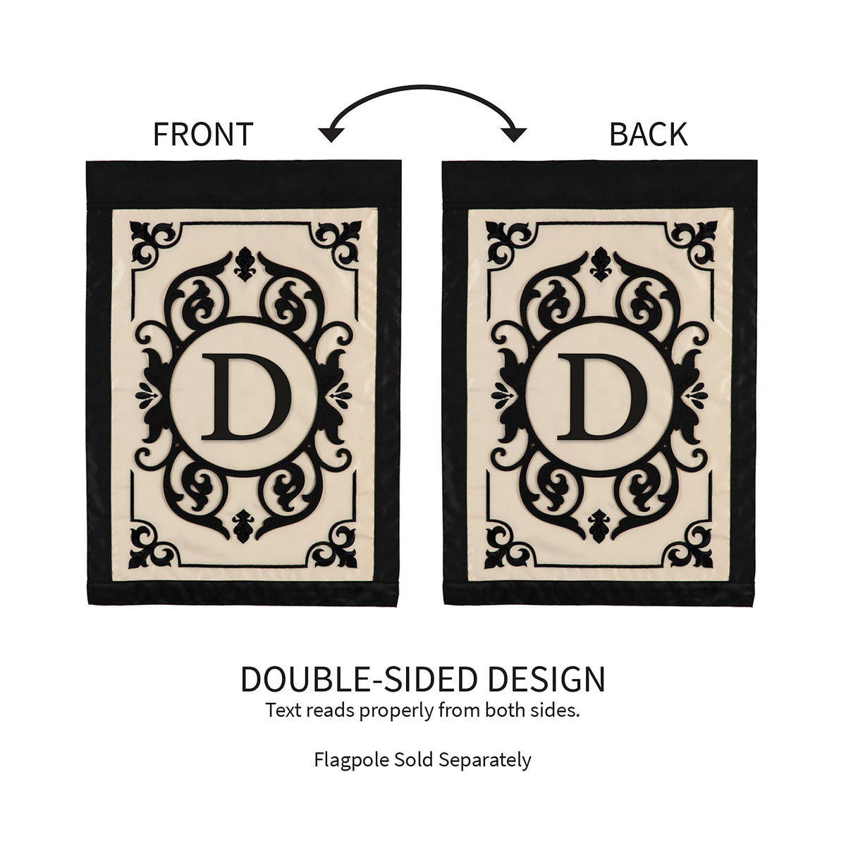 Cambridge Monogram Garden Applique Flag, Letter D