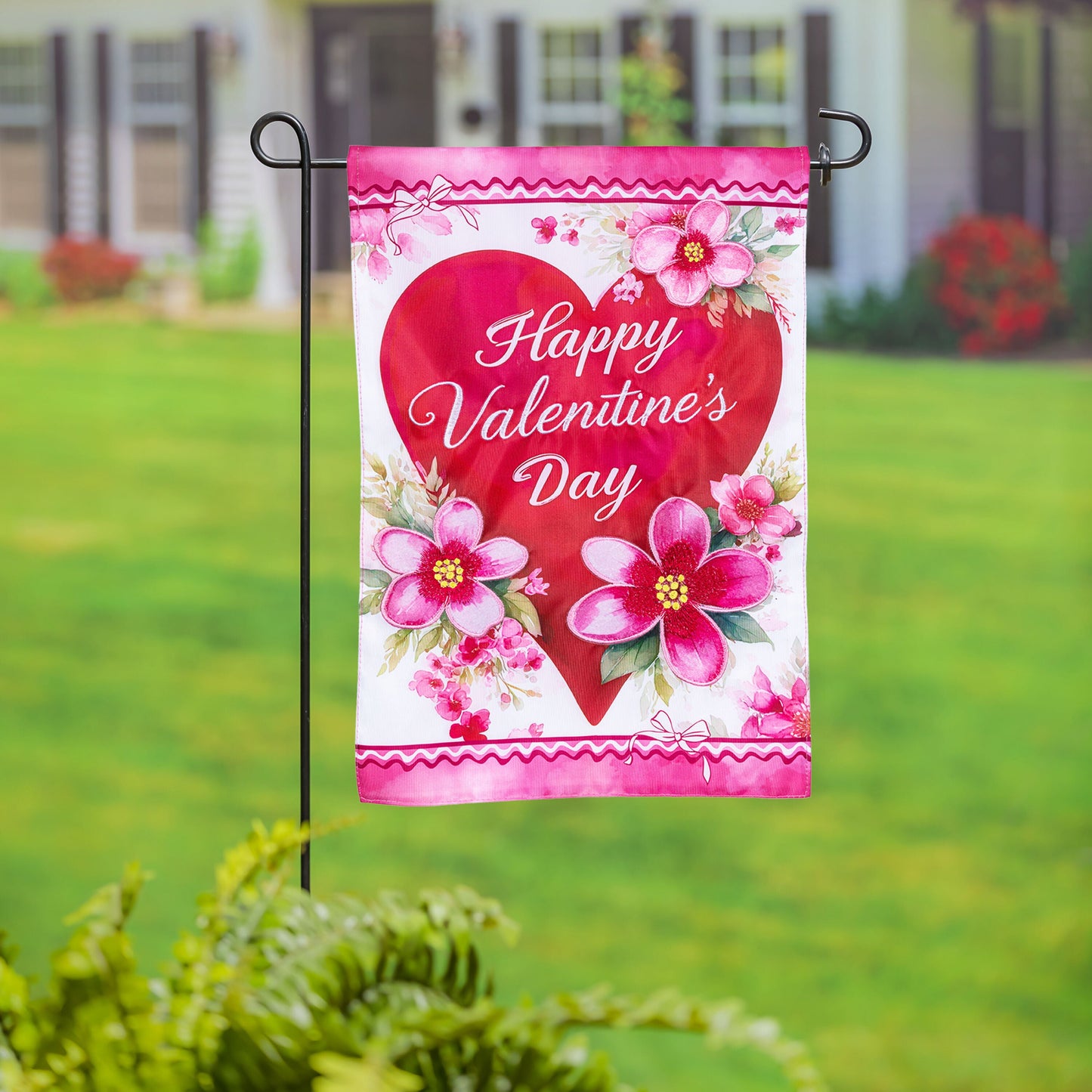 Happy Valentine’s Day Heart Applique Garden Flag