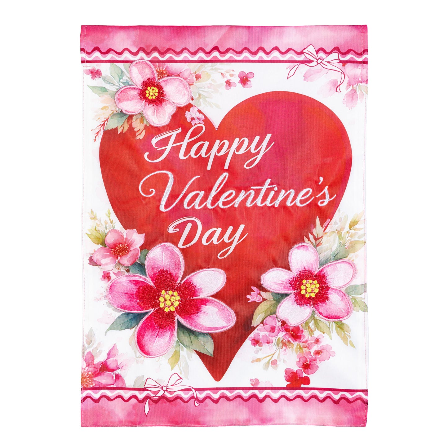 Happy Valentine’s Day Heart Applique Garden Flag