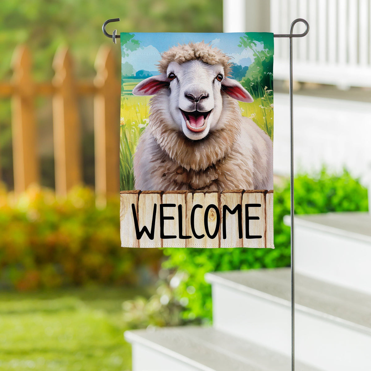 Happy Sheep Suede Garden Flag