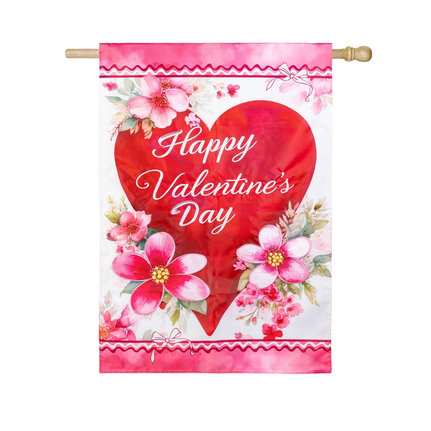 Happy Valentine’s Day Heart Applique House Flag