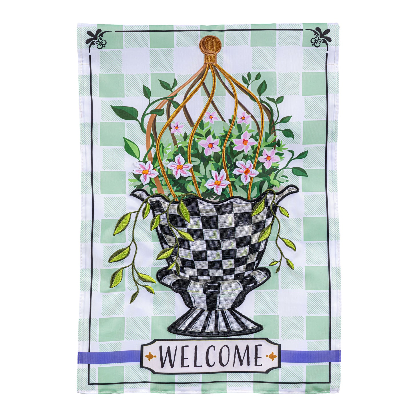 Spring Topiary Applique Garden Flag