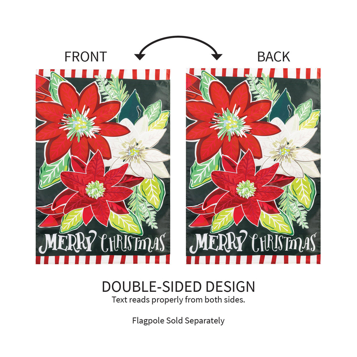 Holiday Poinsettia Applique House Flag