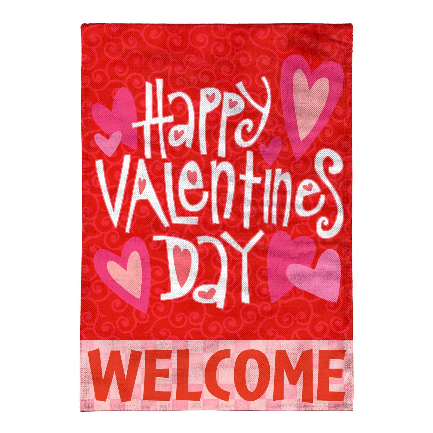 Happy Valentine's Day Welcome Burlap Garden Flag