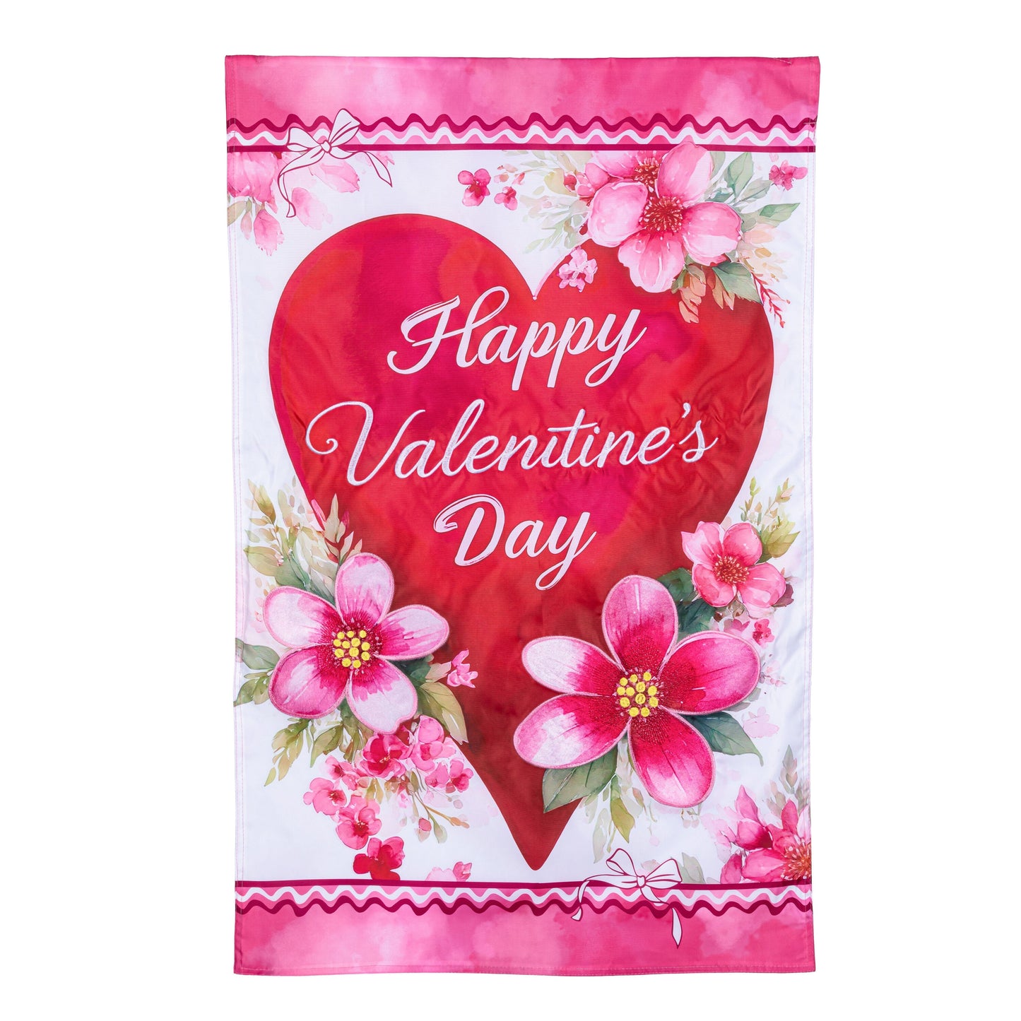 Happy Valentine’s Day Heart Applique House Flag