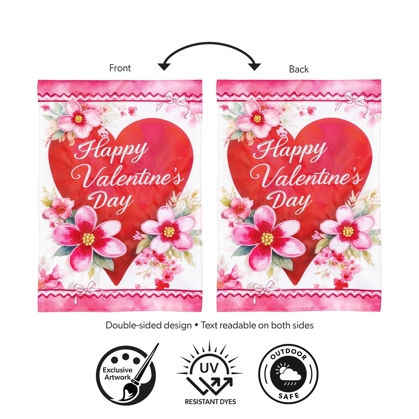 Happy Valentine’s Day Heart Applique Garden Flag