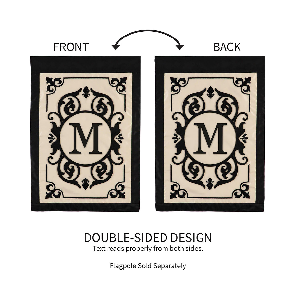 Cambridge Monogram Garden Applique Flag, Letter M