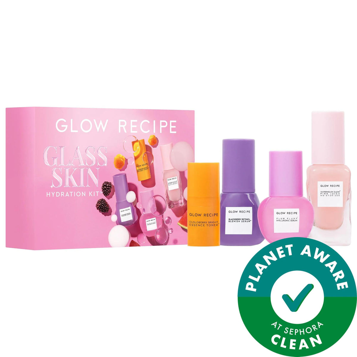 Drunk Elephant Glass Skin Hydration Kit - 4-Piece Skincare Set for Hydrated, Radiant Skin with Retinol & Hyaluronic Acid