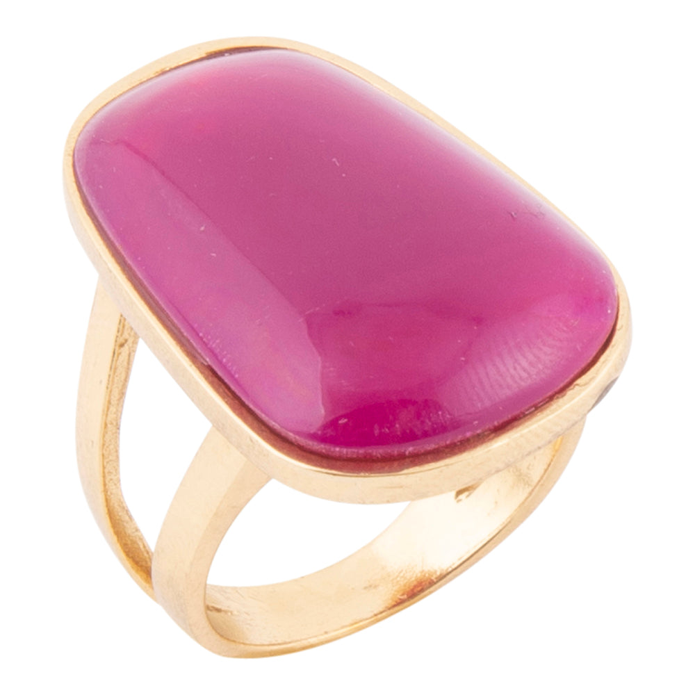 Madeleine Pink Agate Golden Ring