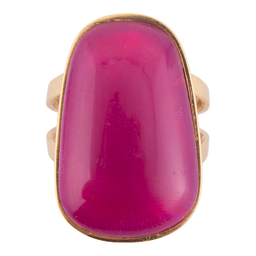 Madeleine Pink Agate Golden Ring