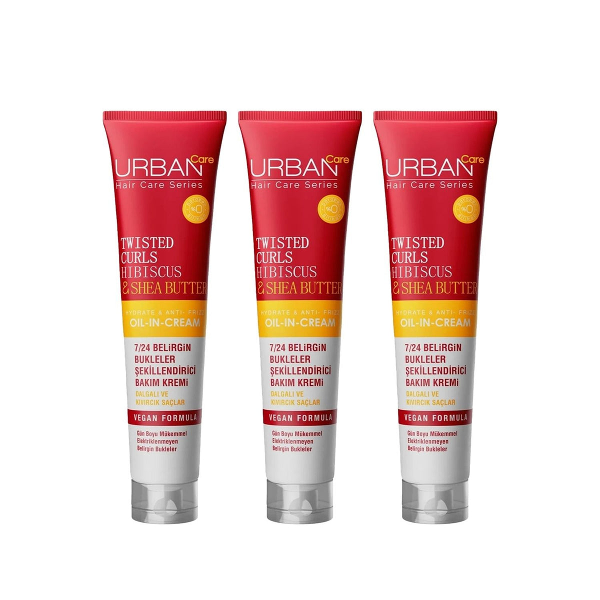 Urban Care Twisted Curls Hibiscus Hair Care Cream - Nourishing Moisturizer for Curly Hair, 3 x 175ml