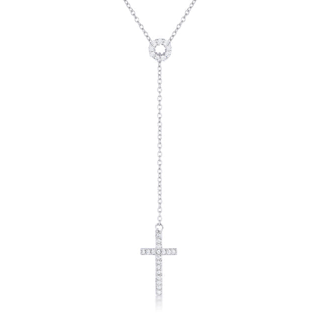 Miranda 0.3ct CZ Classic Lariat Cross Necklace