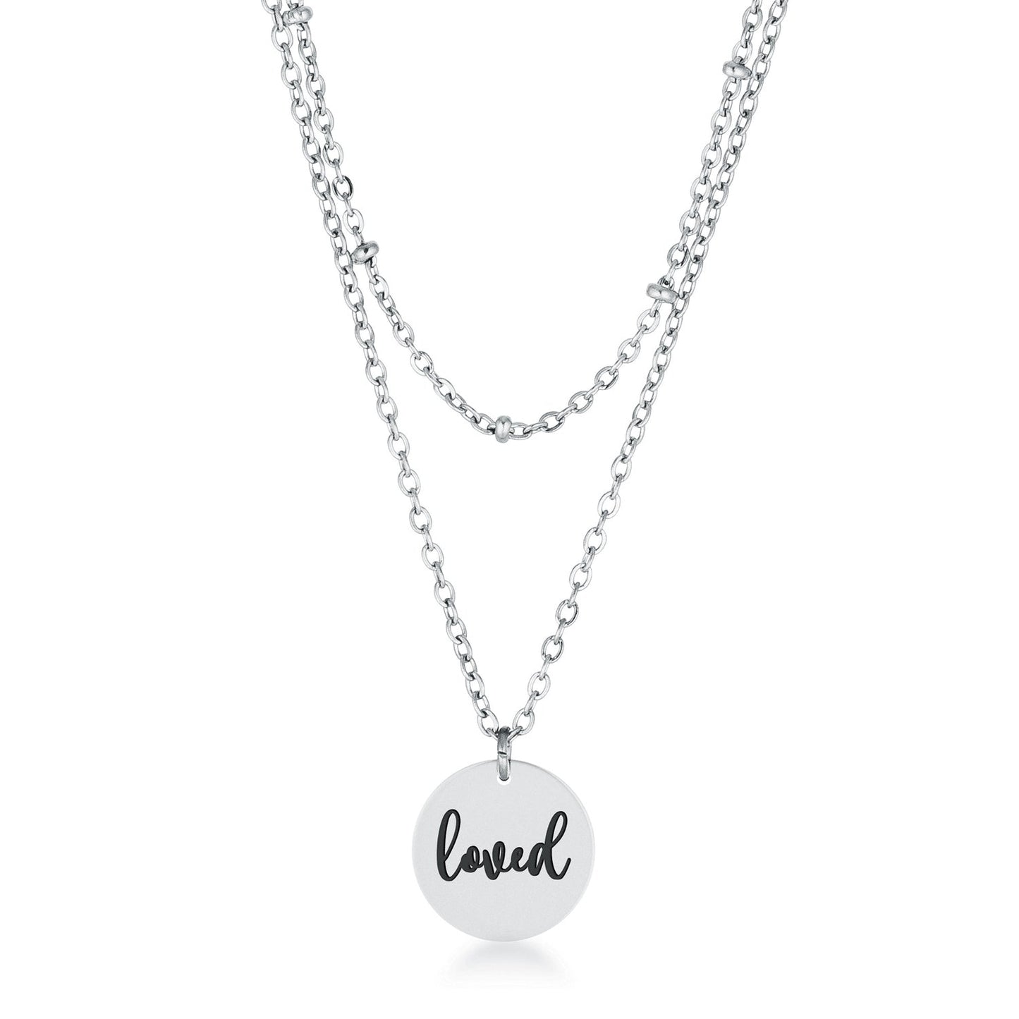 Avera Delicate Silver Plated Necklace Loved Pendant