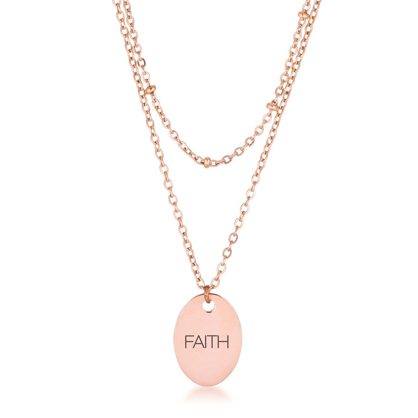 Jewelry Double Chain Faith Necklace In Rose Gold