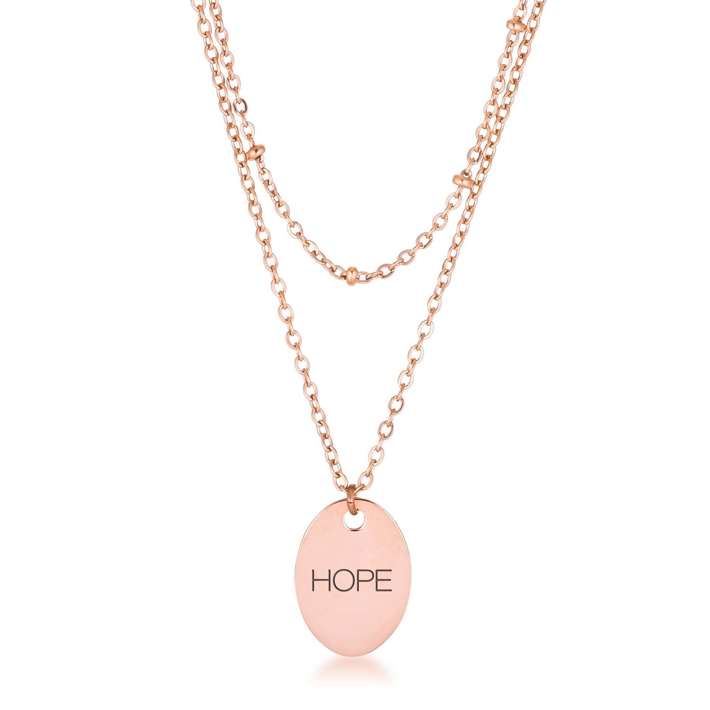 Avera Double Chain Hope Necklace In Rose Gold