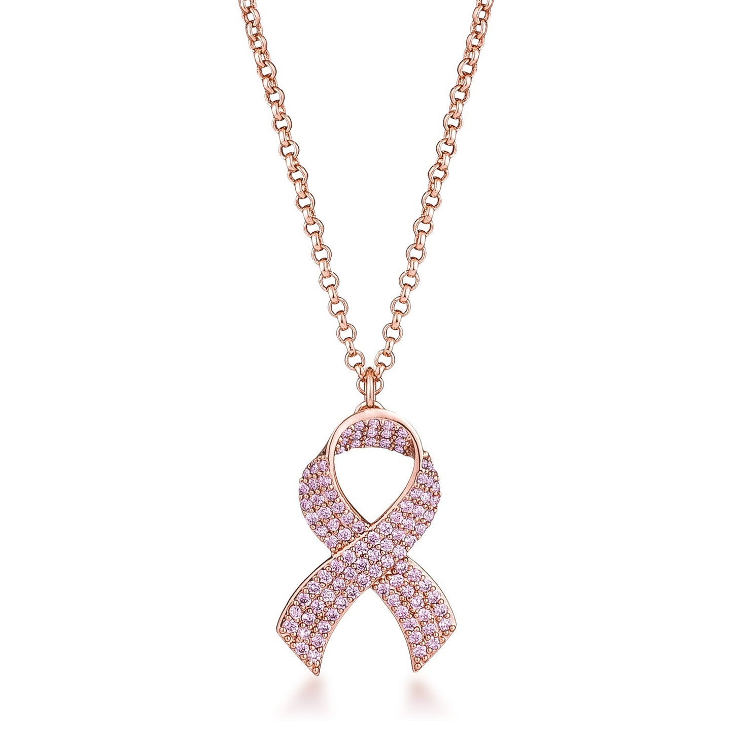 Avera Cz Pave Ribbon Necklace In Radiant Gold Finish