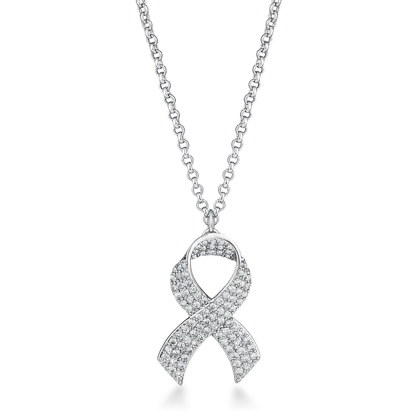 Avera Cz Pave Ribbon Necklace In Radiant Gold Finish