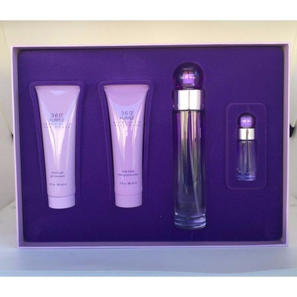 Gift/Set 360 Purple By Perry Ellis 4Pcs. 3.4 Fl Perfume By Perry Ellis For Women
