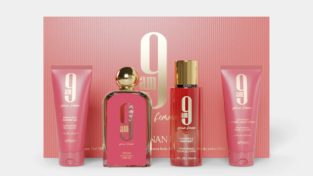 Afnan 9 Am Femme 4 Pcs Set: Perfume By Afnan For Women