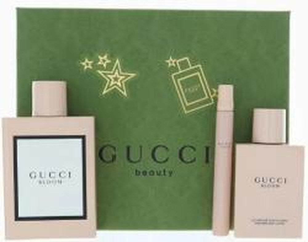 Gift/Set Gucci Bloom 3 Pcs 3.3 Edp + 3.3 Body Lotion + 0.3 Perfume By Gucci For Women
