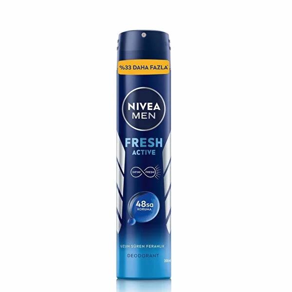 Nivea Men Fresh Active 200ml Men's Deodorant Spray - Long Lasting Freshness, 48 Hour Protection, Dermatologically Tested