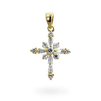 Avera Snowflake Cross Pendant in Sterling Silver