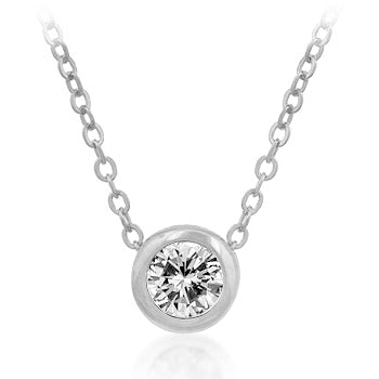 Avera Solitaire Bezel Cubic Zirconia Pendant Necklace Gold