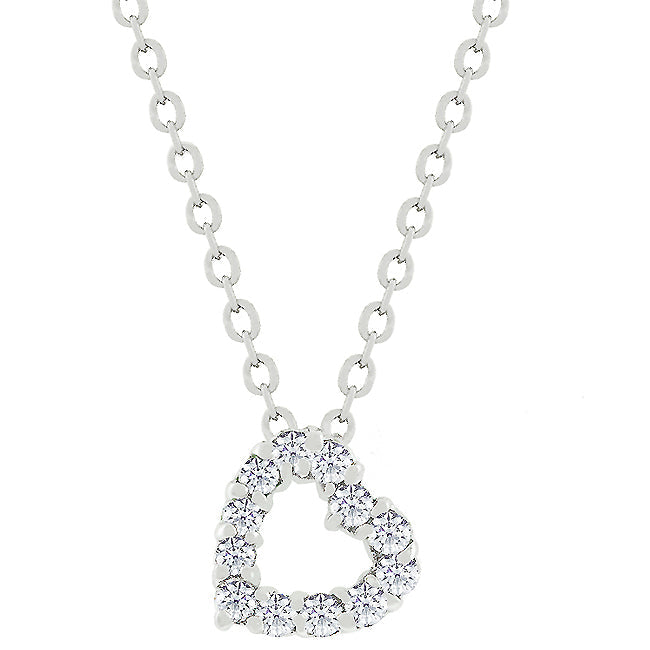 Avera Cubic Zirconia Heart Silhouette Pendant in Sterling Silver