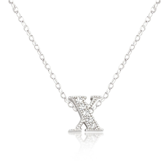 Avera Micro-Pave Initial X Pendant In Sterling Silver