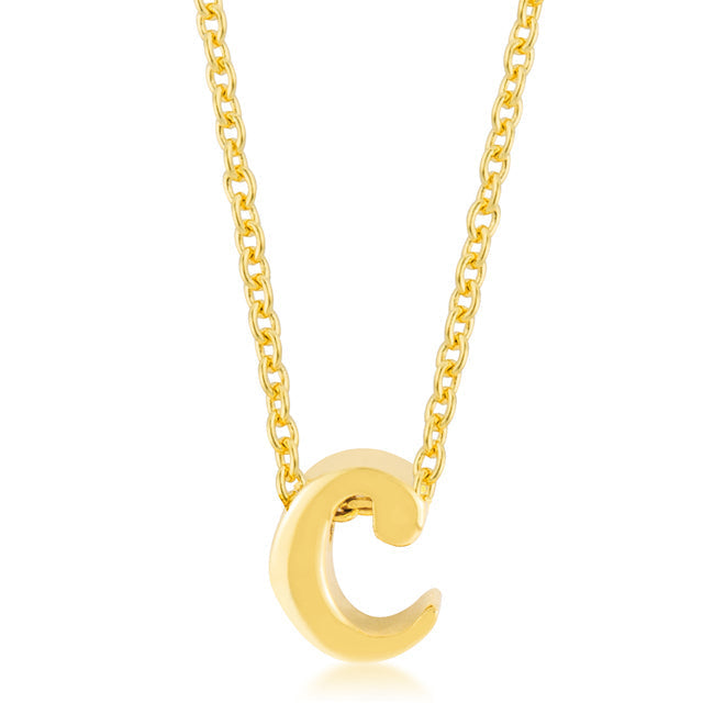 Avera Initial C Pendant Necklace in Polished Gold Finish