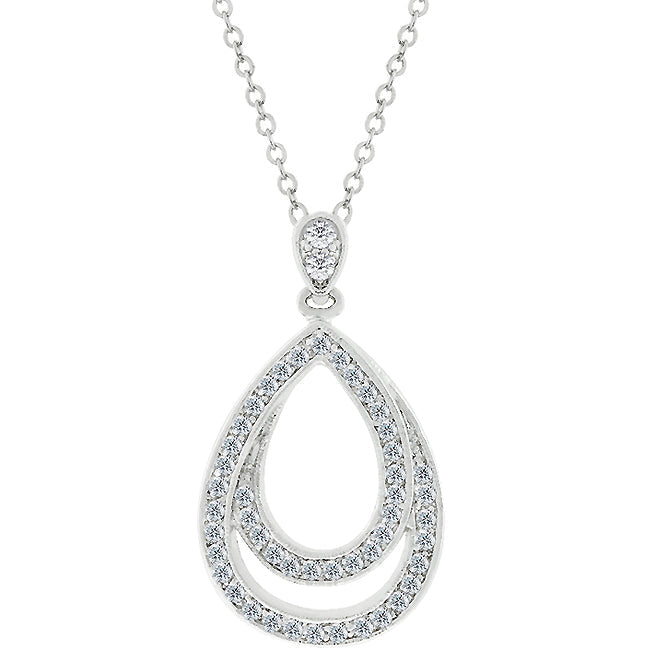 Avera Evening Teardrop Pendant In Polished Silver
