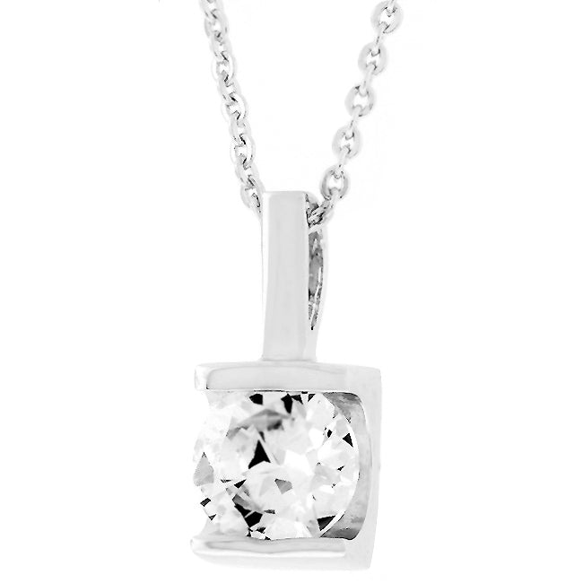 Avera 8 mm Zircon Pendant in Polished Sterling Silver