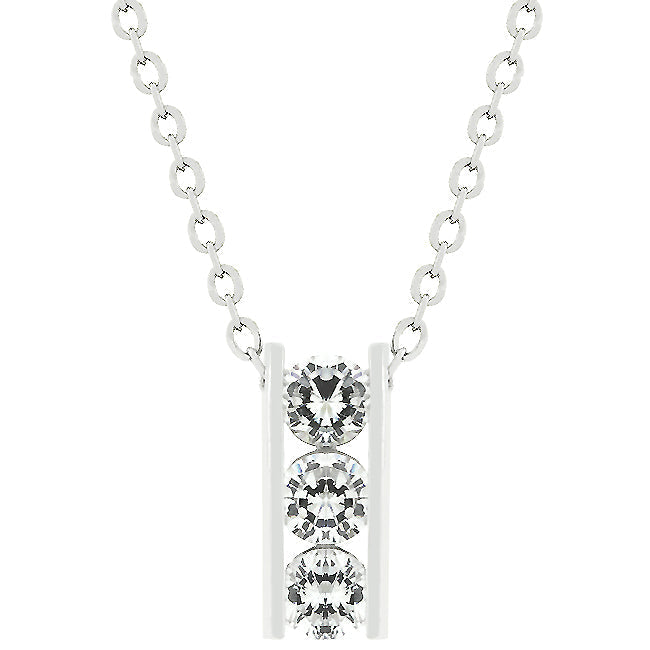 Avera Triplet Cubic Pendant Necklace in Sterling Silver