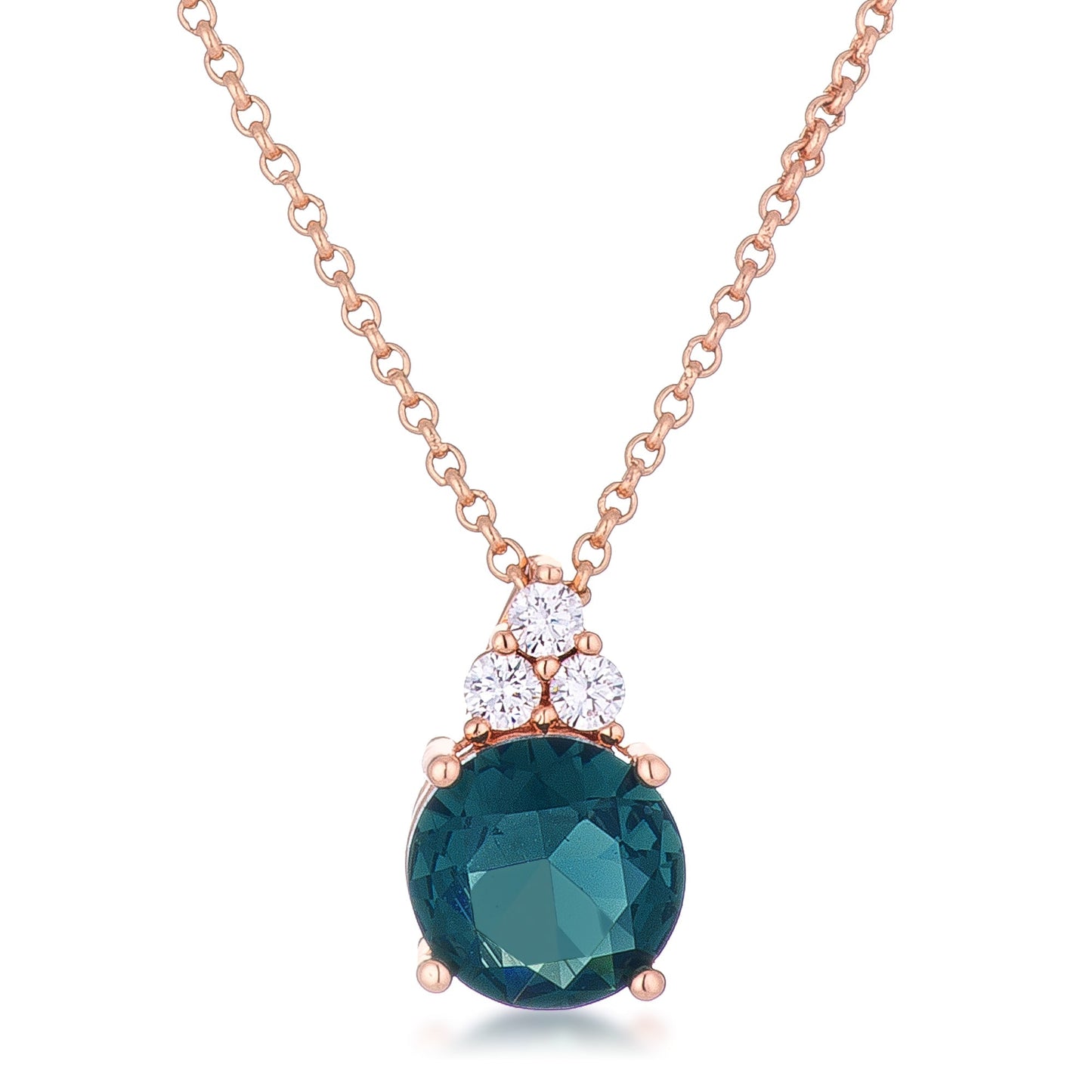 Avera Simple Plated 9mm Cubic Zirconia Pendant Necklace