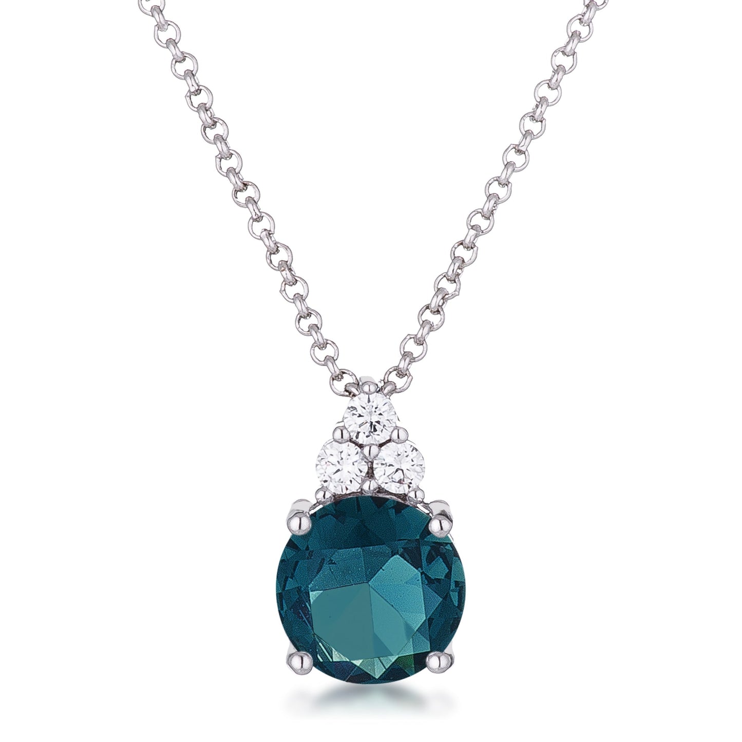 Avera Simple Plated 9mm Cubic Zirconia Pendant Necklace