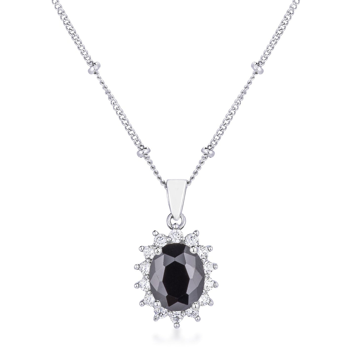 Avera Petite Royal Oval Pendant Necklace in Black