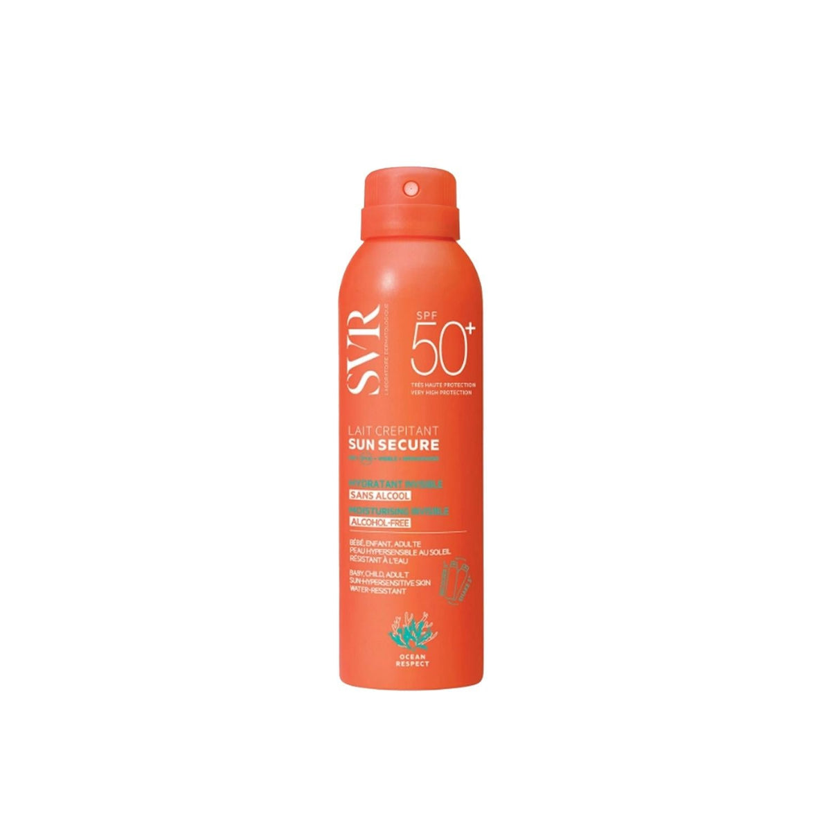 SVR Sun Secure Lait Crepitant Spf50+ Sunscreen Lotion for Sensitive Skin - 200ml, High SPF Protection