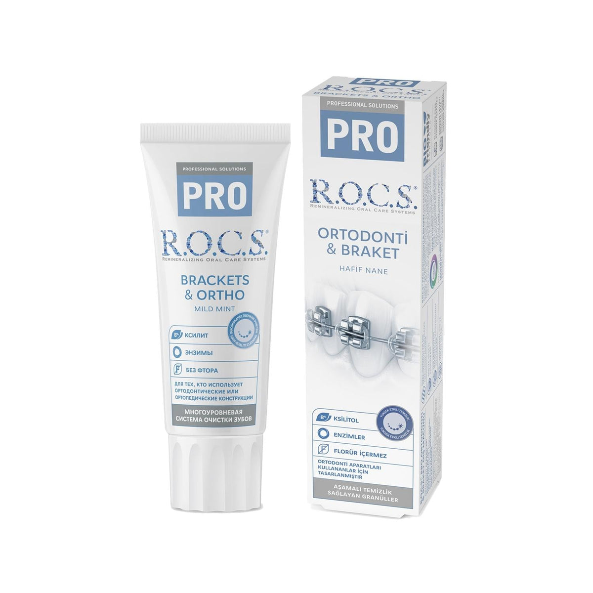 Rocs Pro Orthodontic Gentle Mint Toothpaste 74g - Gentle Mint Toothpaste for Orthodontic Braces