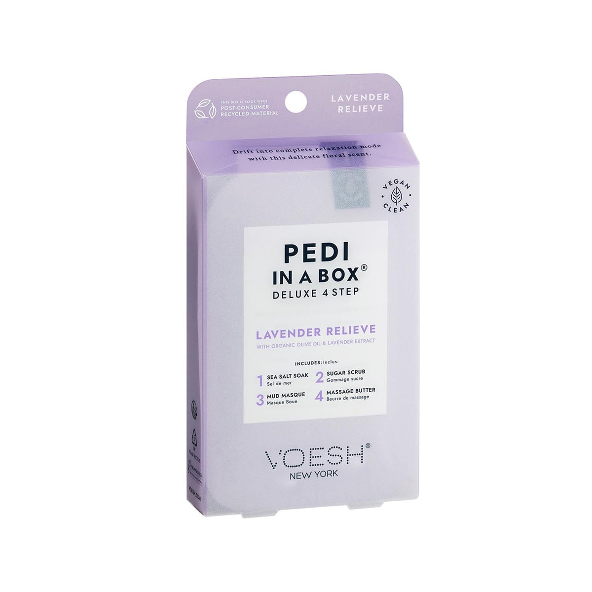 Voesh New York Deluxe Pedicure Kit - 4 Step Lavender Scented Pedicure Set for At-Home Spa Experience
