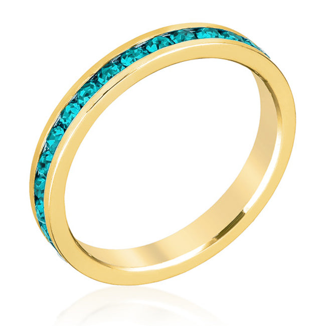Avera Stylish Stackables Turquoise Crystal Gold Ring