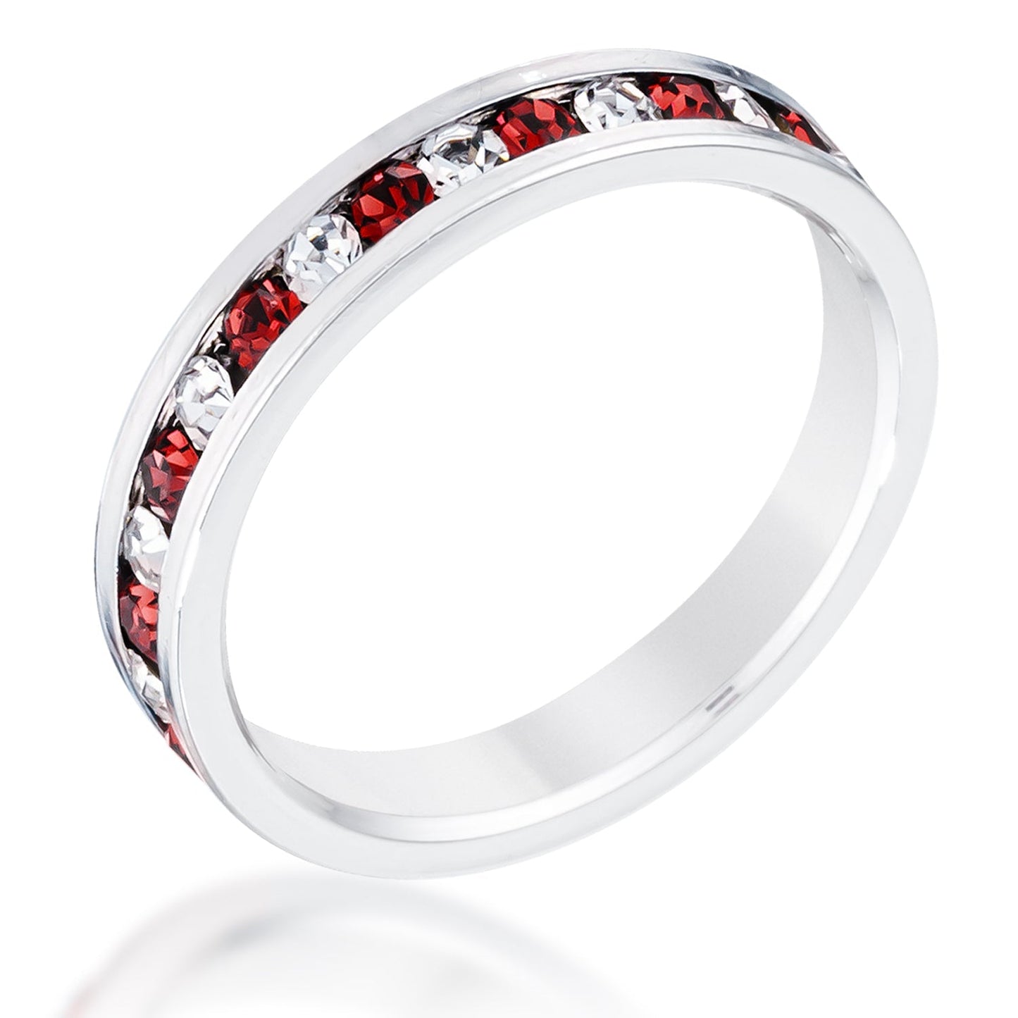 Avera Clear and Red Alternating Crystal Eternity Ring
