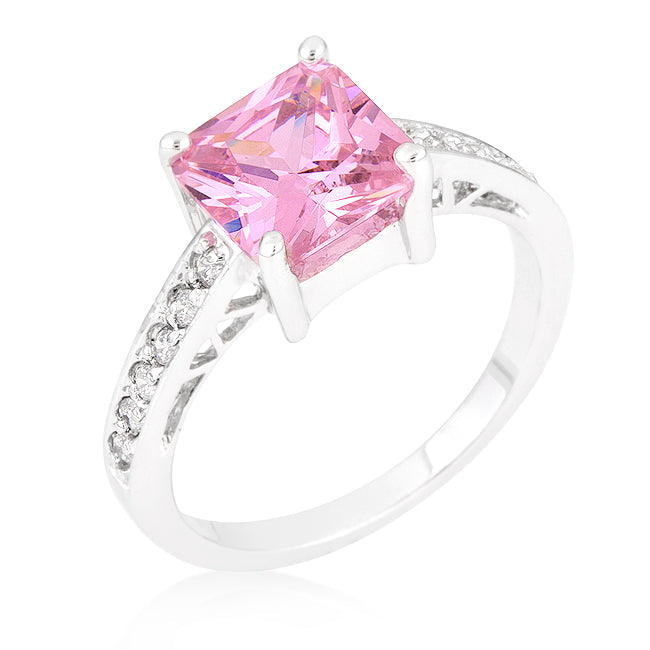 Avera Elegant Princess Cut Silver Statement Ring