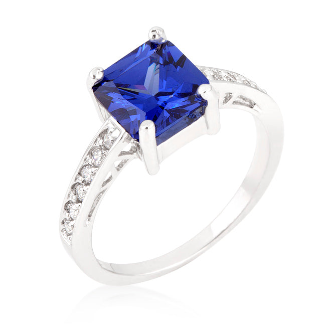 Avera Elegant Princess Cut Silver Statement Ring